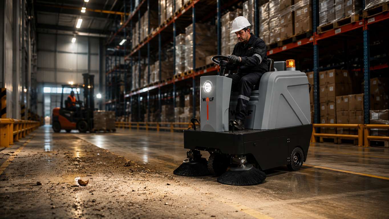 Barredora hombre a bordo el punto de inflexion en limpieza equipos wolf